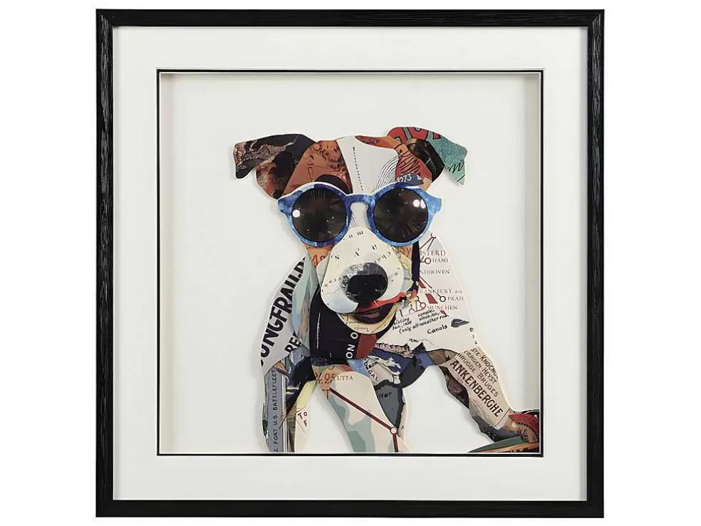 OZAIA Quadro Multicolor Colagem Cao Efeito 3D Com Moldura Preta De 60 X 60 Cm - Mambo* Quadro
