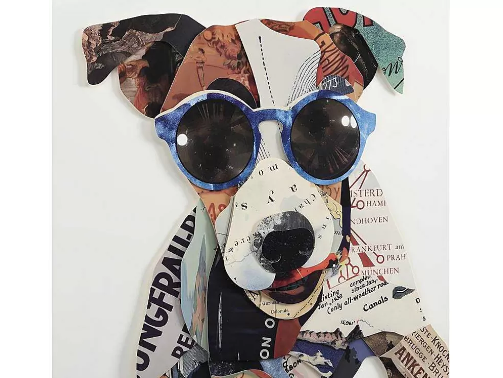 OZAIA Quadro Multicolor Colagem Cao Efeito 3D Com Moldura Preta De 60 X 60 Cm - Mambo* Quadro