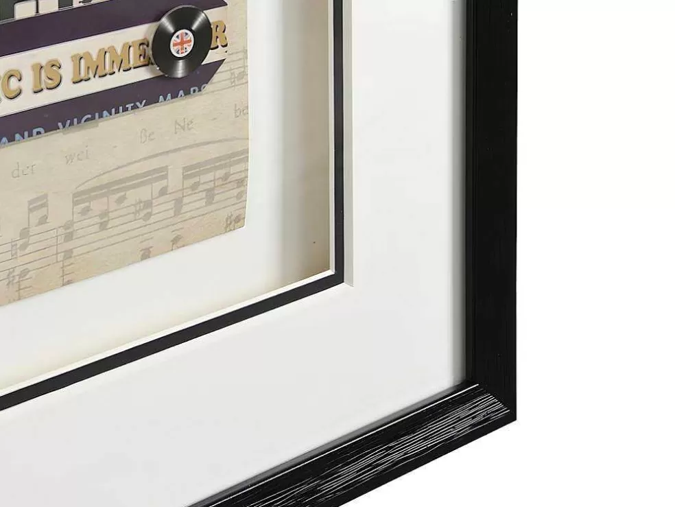 OZAIA Quadro Multicolor Colagem Guitarra Efeito 3D Com Moldura Preta De 50 X 70 Cm - Hero* Quadro
