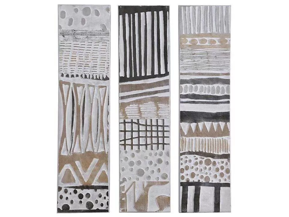 OZAIA Quadro Triptico Pintado A Mão Com Moldura Em Madeira De L. 75 X A. 100 Cm Multicolor - Ludza* Quadro