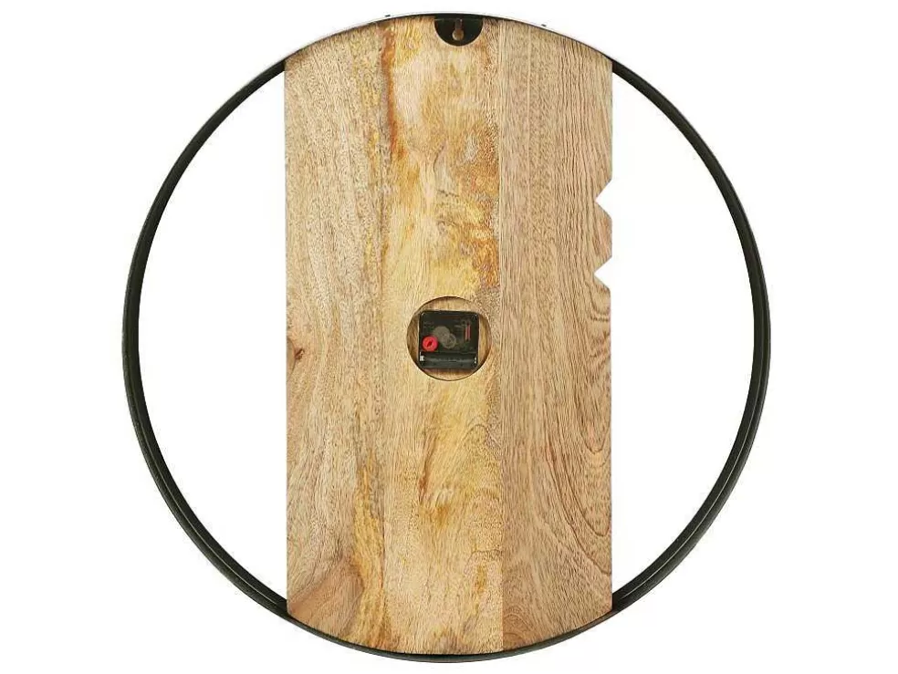 OZAIA Relógio De Parede Bimaterial D61 Cm Madeira E Metal Natural Claro E Preto - Galou* Relógio De Parede