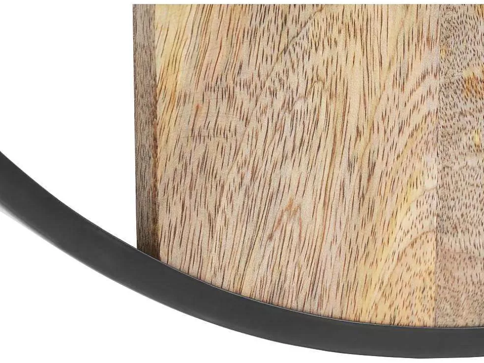 OZAIA Relógio De Parede Bimaterial D61 Cm Madeira E Metal Natural Claro E Preto - Galou* Relógio De Parede
