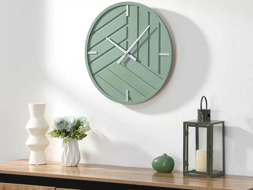 OZAIA Relógio De Parede Contemporaneo D. 50 Cm Verde E Prateado - Herti* Relógio De Parede