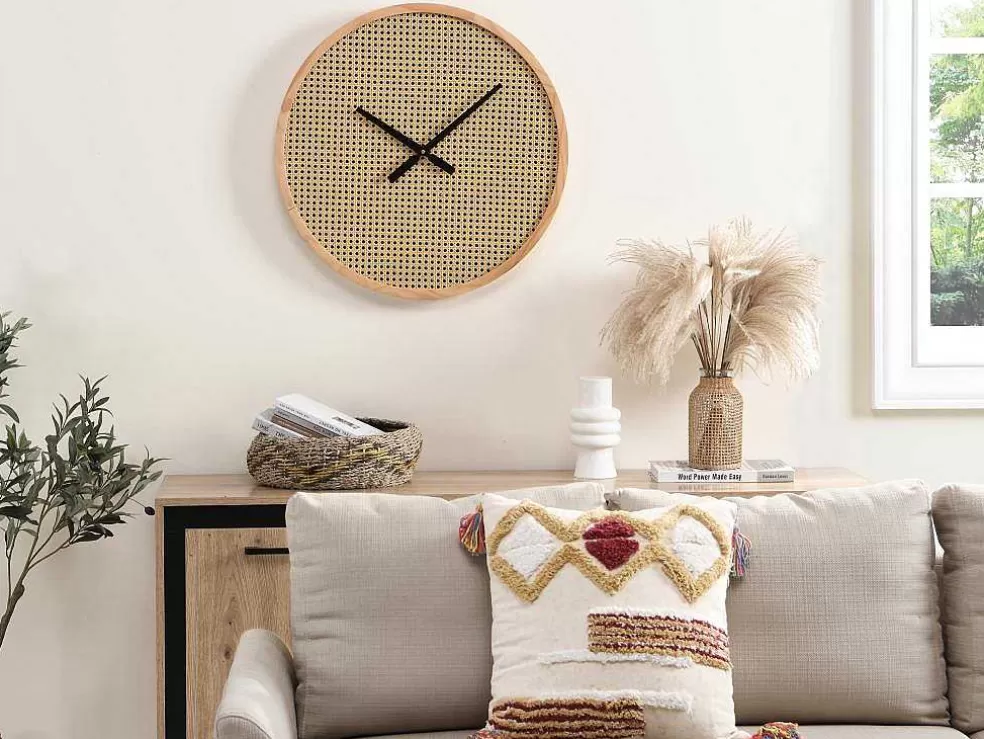 OZAIA Relógio De Parede Em Palhinha D. 60 Cm Mdf E Madeira Natural - Fietra* Relógio De Parede