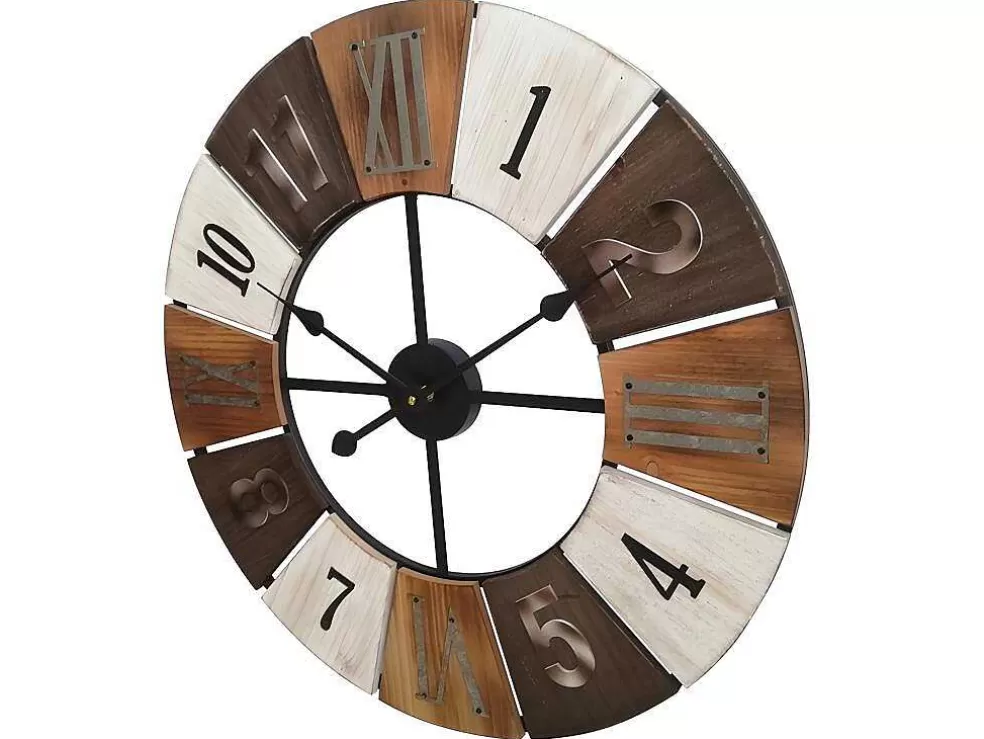 Vente-unique Relógio De Parede Estilo Industrial Galway - Metal E Madeira - D.60 Cm - Multicolor* Relógio De Parede