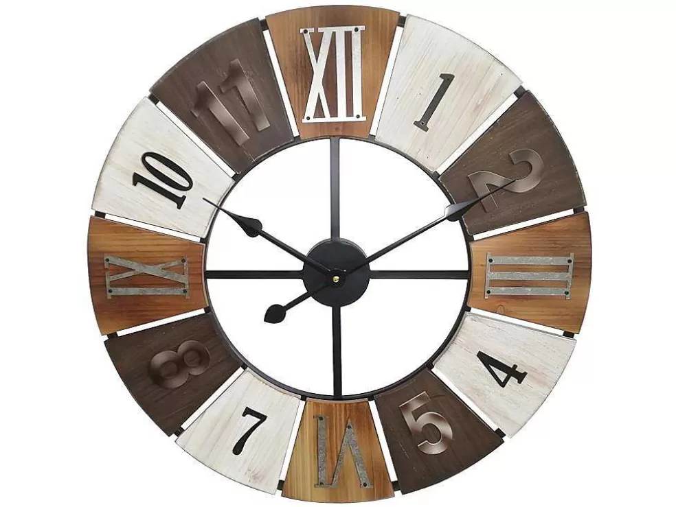 Vente-unique Relógio De Parede Estilo Industrial Galway - Metal E Madeira - D.60 Cm - Multicolor* Relógio De Parede