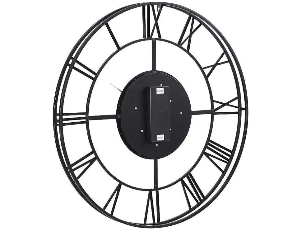 Vente-unique Relógio De Parede Industrial D. 80 Cm Metal Preto E Dourado - Karial* Relógio De Parede
