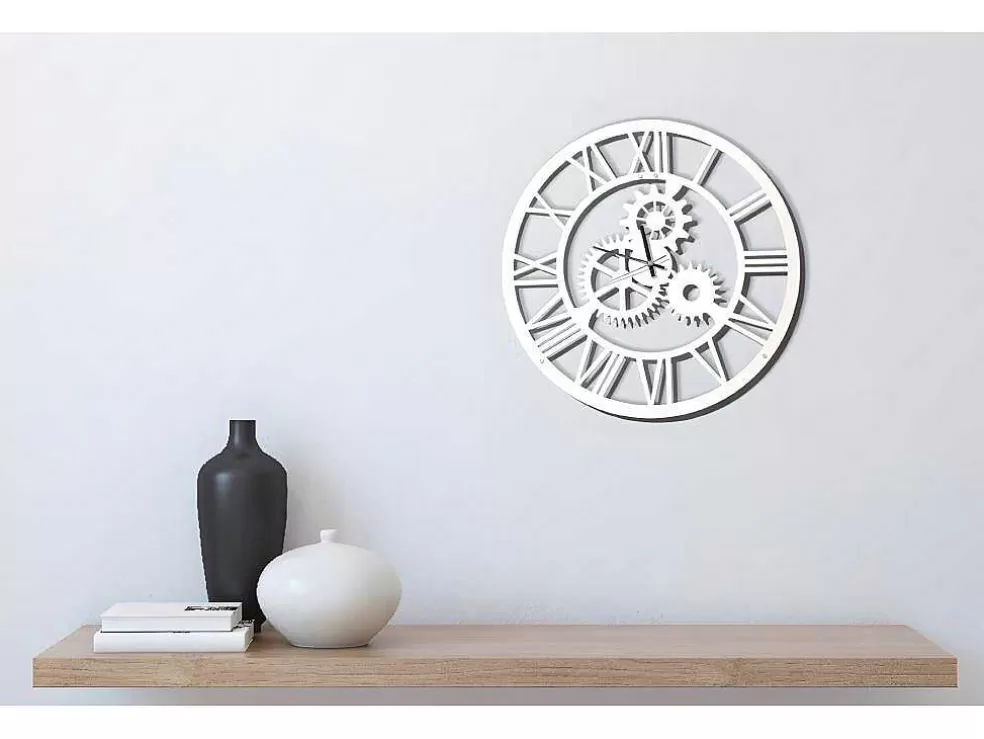 EPIKASA Relógio Vintage 4, Branco, Preto, 50X0,16X50 Cm, * Relógio De Parede