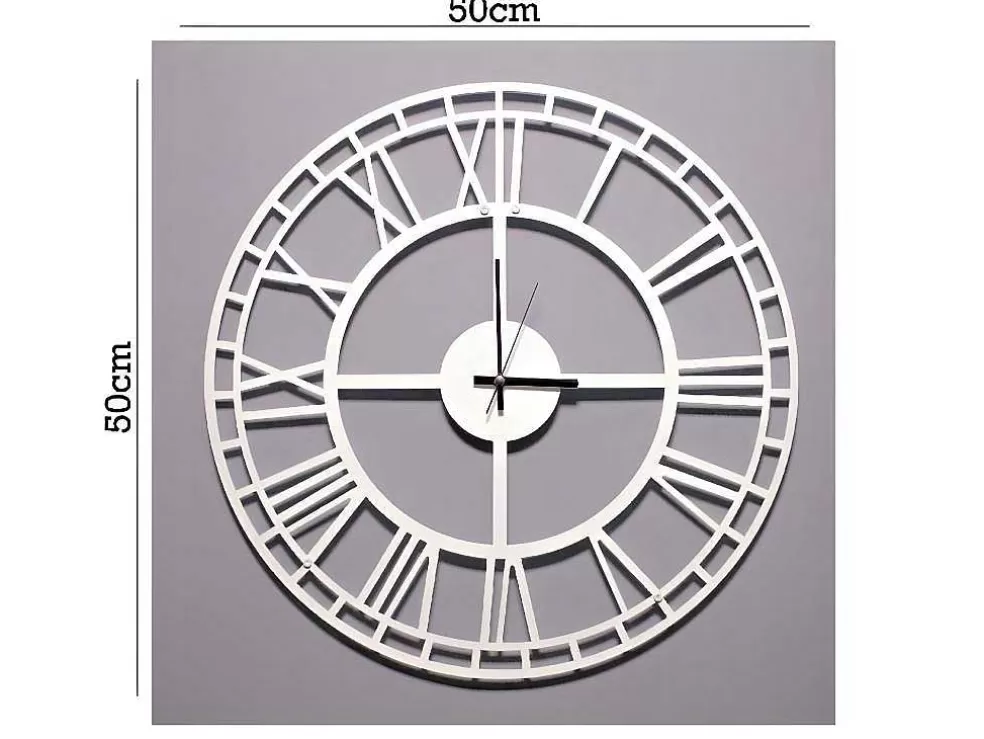 EPIKASA Relógio Vintage 7, Branco, Preto, 50X1,5X50 Cm, * Relógio De Parede