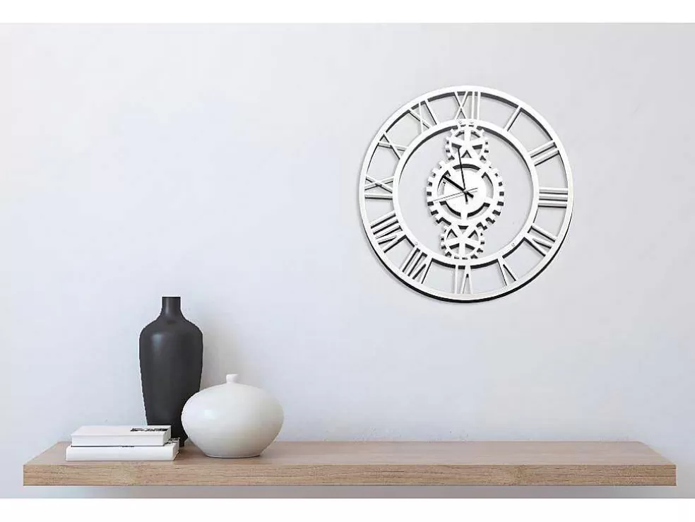 EPIKASA Relógio Vintage 6, Branco, Preto, 50X1,5X50 Cm, * Relógio De Parede