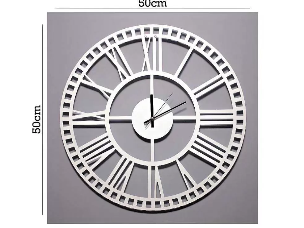 EPIKASA Relógio Vintage 5, Branco, Preto, 50X1,5X50 Cm, * Relógio De Parede