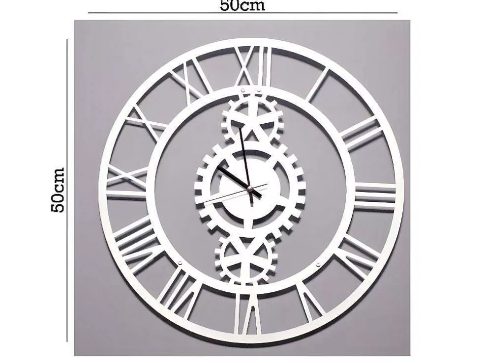 EPIKASA Relógio Vintage 6, Branco, Preto, 50X1,5X50 Cm, * Relógio De Parede