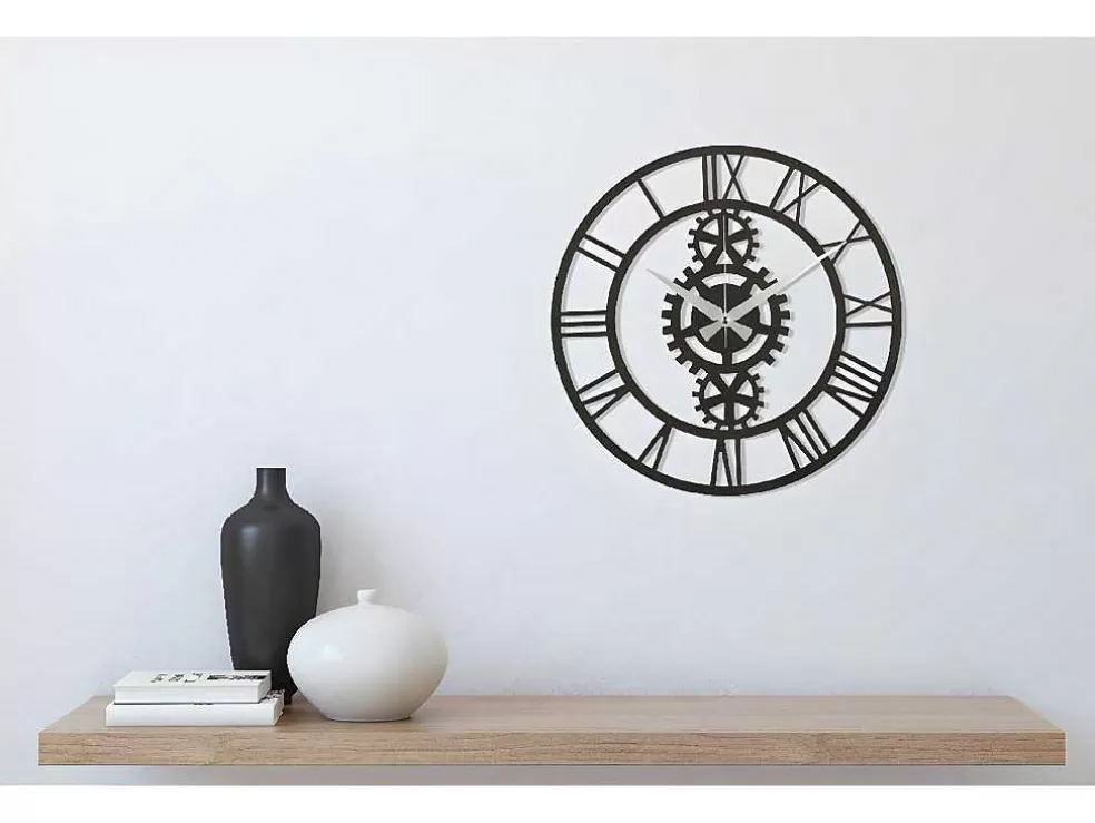 EPIKASA Relógio Vintage 10, Preto, Prata, 50X1,5X50 Cm, * Relógio De Parede