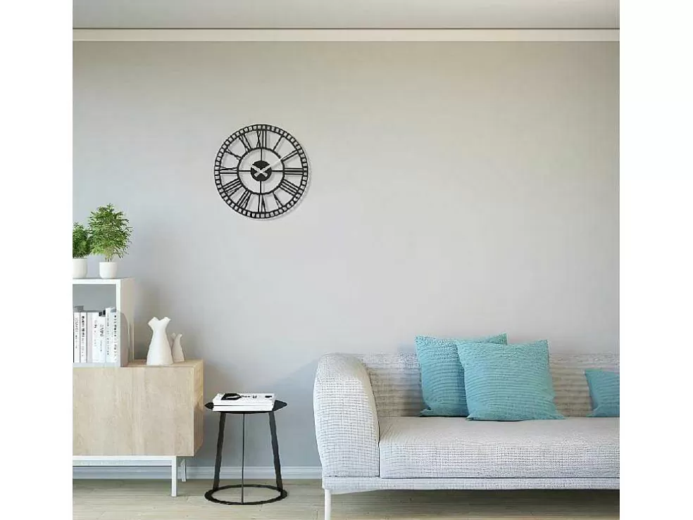 EPIKASA Relógio Vintage 11, Preto, Prata, 50X1,5X50 Cm, * Relógio De Parede
