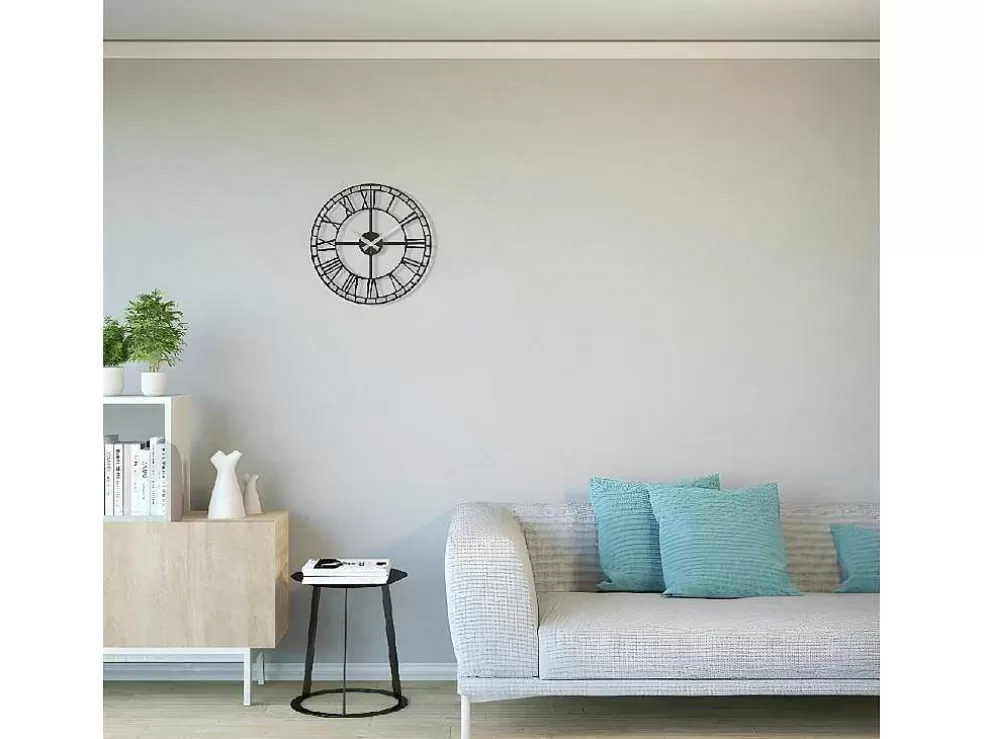 EPIKASA Relógio Vintage 9, Preto, Prata, 50X1,5X50 Cm, * Relógio De Parede