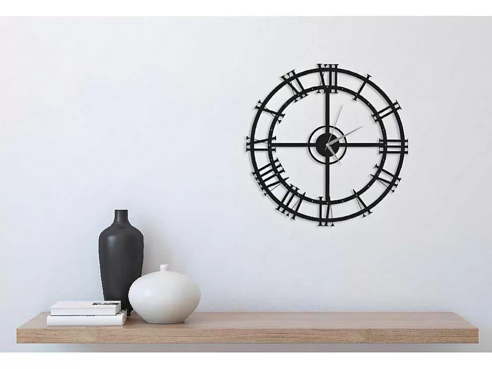EPIKASA Relógio Vintage 1, Preto, Prata, 50X0,16X50 Cm, * Relógio De Parede