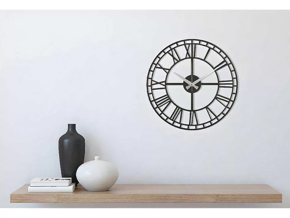 EPIKASA Relógio Vintage 9, Preto, Prata, 50X1,5X50 Cm, * Relógio De Parede
