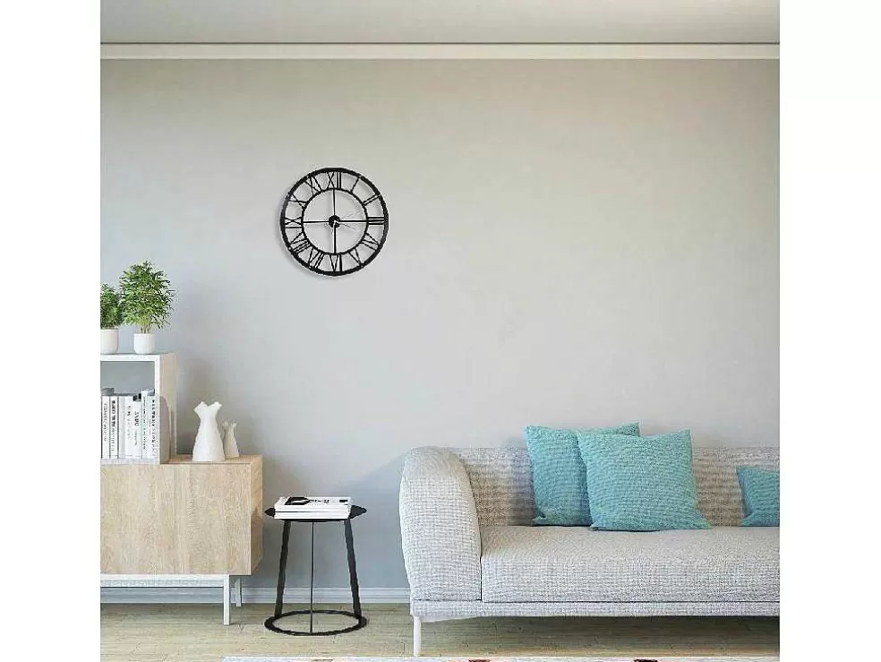EPIKASA Relógio Vintage 2, Preto, Prata, 50X0,16X50 Cm, * Relógio De Parede