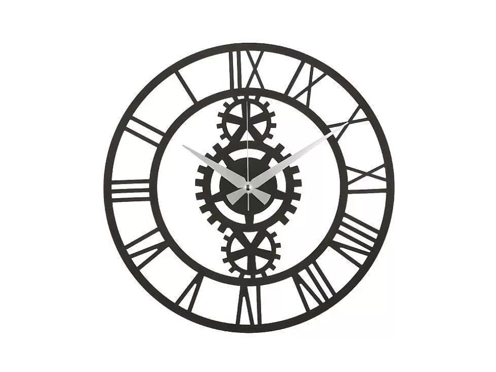 EPIKASA Relógio Vintage 10, Preto, Prata, 50X1,5X50 Cm, * Relógio De Parede
