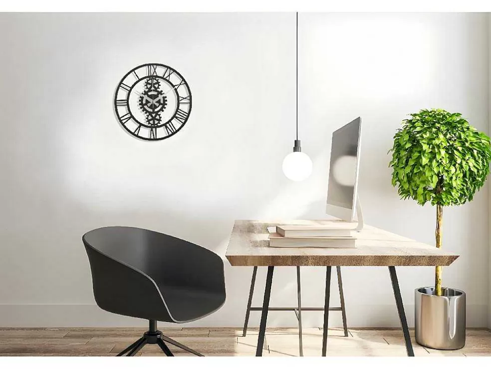 EPIKASA Relógio Vintage 10, Preto, Prata, 50X1,5X50 Cm, * Relógio De Parede
