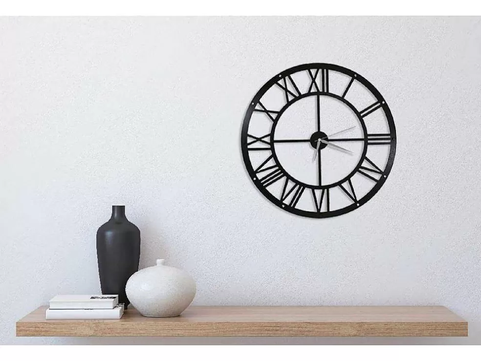 EPIKASA Relógio Vintage 2, Preto, Prata, 50X0,16X50 Cm, * Relógio De Parede