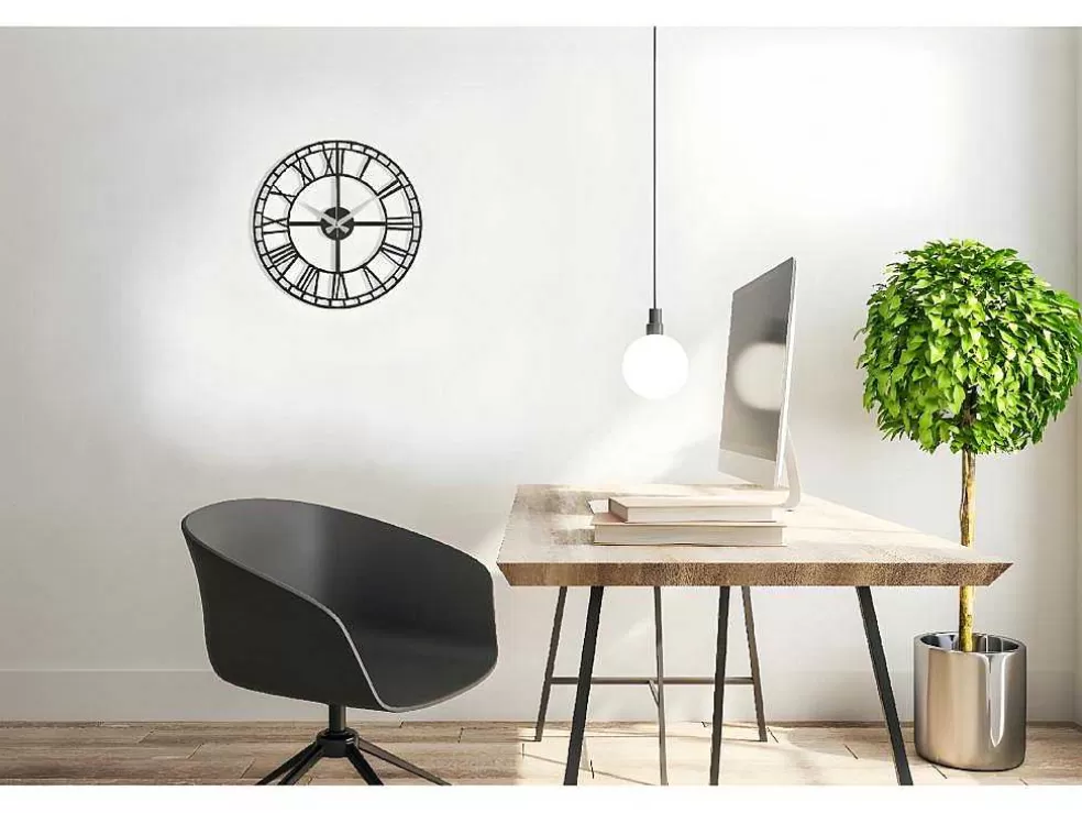 EPIKASA Relógio Vintage 9, Preto, Prata, 50X1,5X50 Cm, * Relógio De Parede