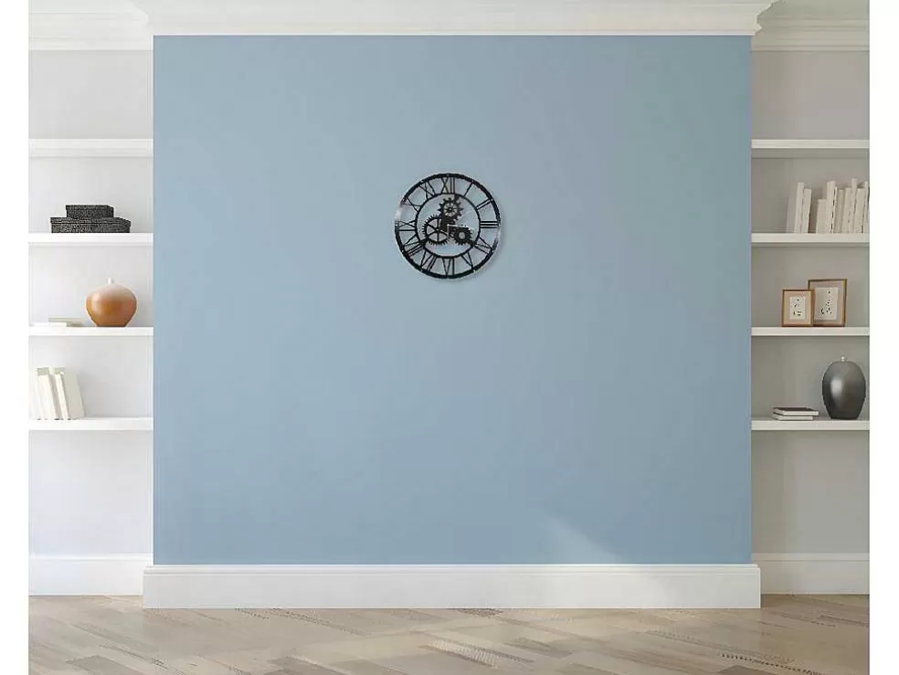 EPIKASA Relógio Vintage, Preto, Prata, 50X0,16X50 Cm, * Relógio De Parede