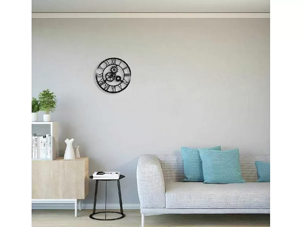 EPIKASA Relógio Vintage, Preto, Prata, 50X0,16X50 Cm, * Relógio De Parede