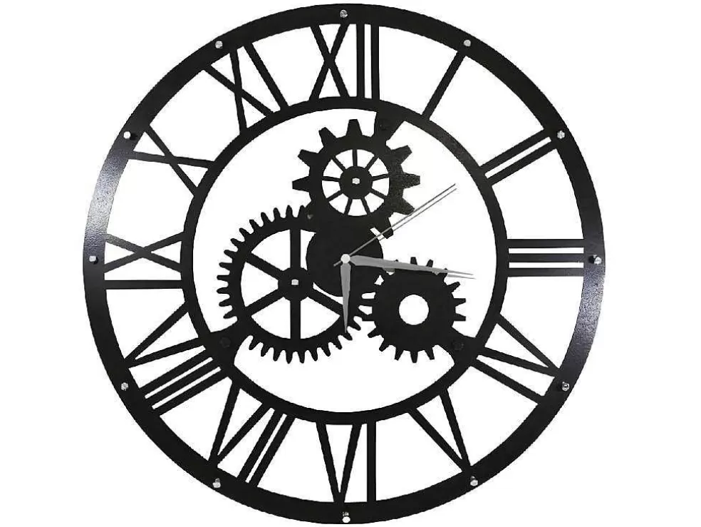 EPIKASA Relógio Vintage, Preto, Prata, 50X0,16X50 Cm, * Relógio De Parede