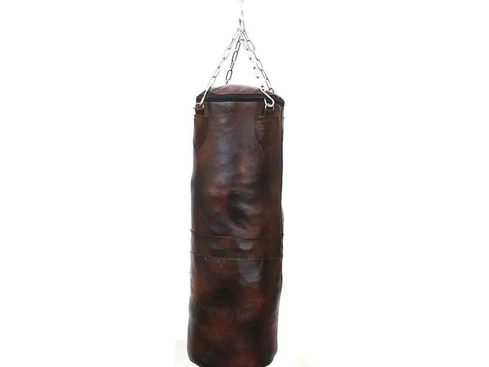 OZAIA Saco De Boxe Pequeno Vintage Em Pele Tyson - A. 76 Cm - Castanho* Estátua