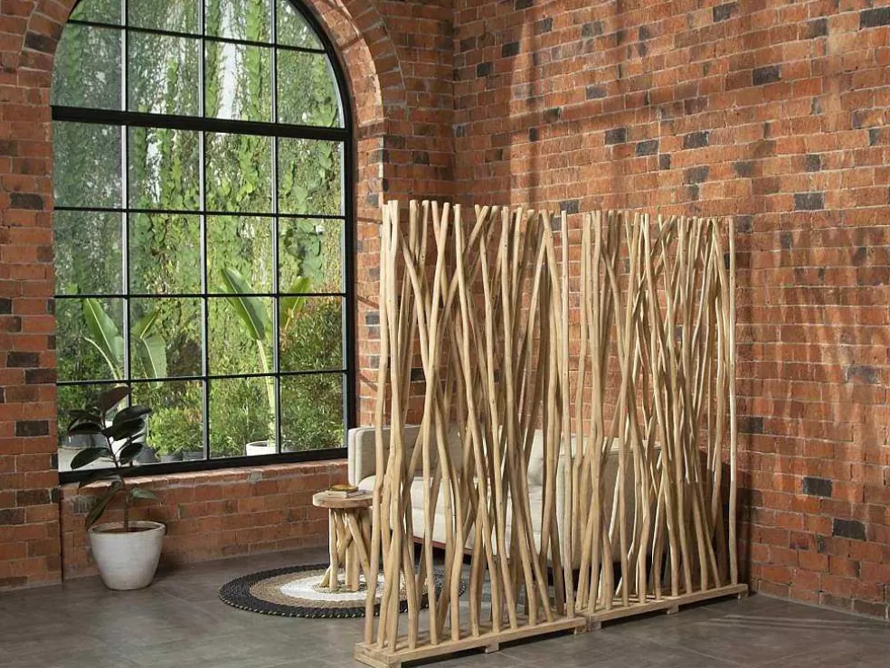 OZAIA Separador De Divisao Em Madeira De Teca De C. 100 X L. 25 X A. 180 Cm Cor Natural - Gayana* Biombo