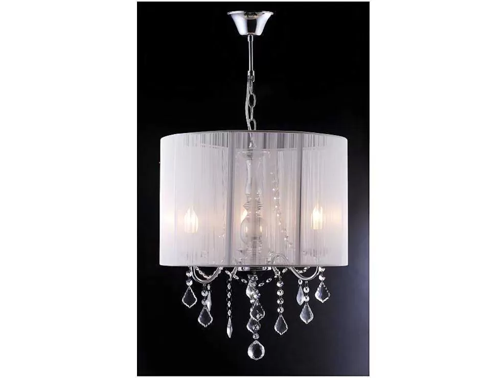 PASCAL MORABITO Suspensao Toscani Com Fios Brancos - A 50Cm - Gotas De Cristal* Candeeiro Suspenso
