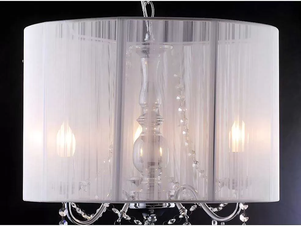 PASCAL MORABITO Suspensao Toscani Com Fios Brancos - A 50Cm - Gotas De Cristal* Candeeiro Suspenso