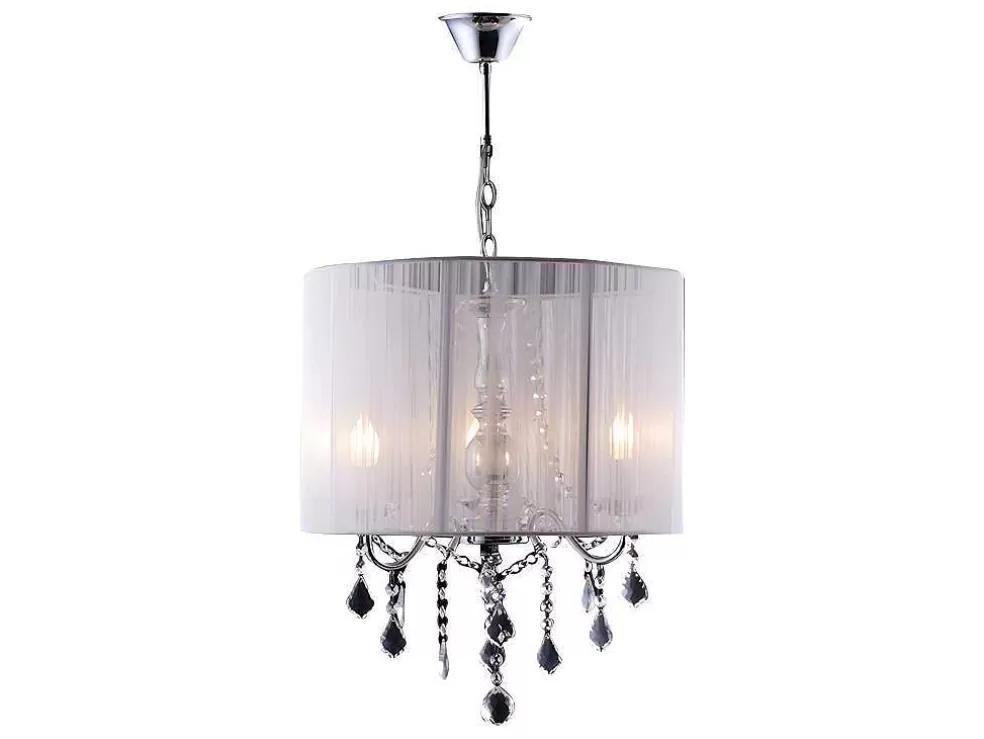 PASCAL MORABITO Suspensao Toscani Com Fios Brancos - A 50Cm - Gotas De Cristal* Candeeiro Suspenso