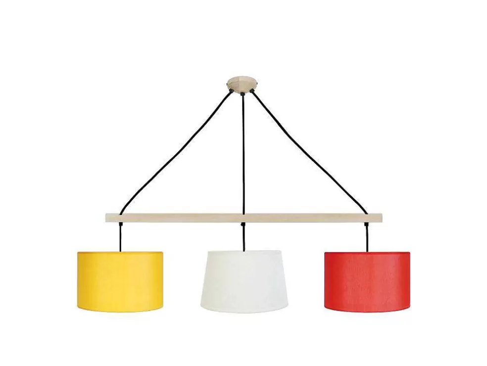 TOSEL Suspensao Amesterdham Tecido Feixe Amarelo D80 X H80 Cm* Lustre