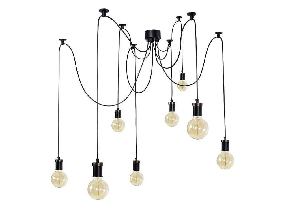 TOSEL Suspensao Krake Tecido Quadrado Cinza D17 X H80 Cm* Lustre