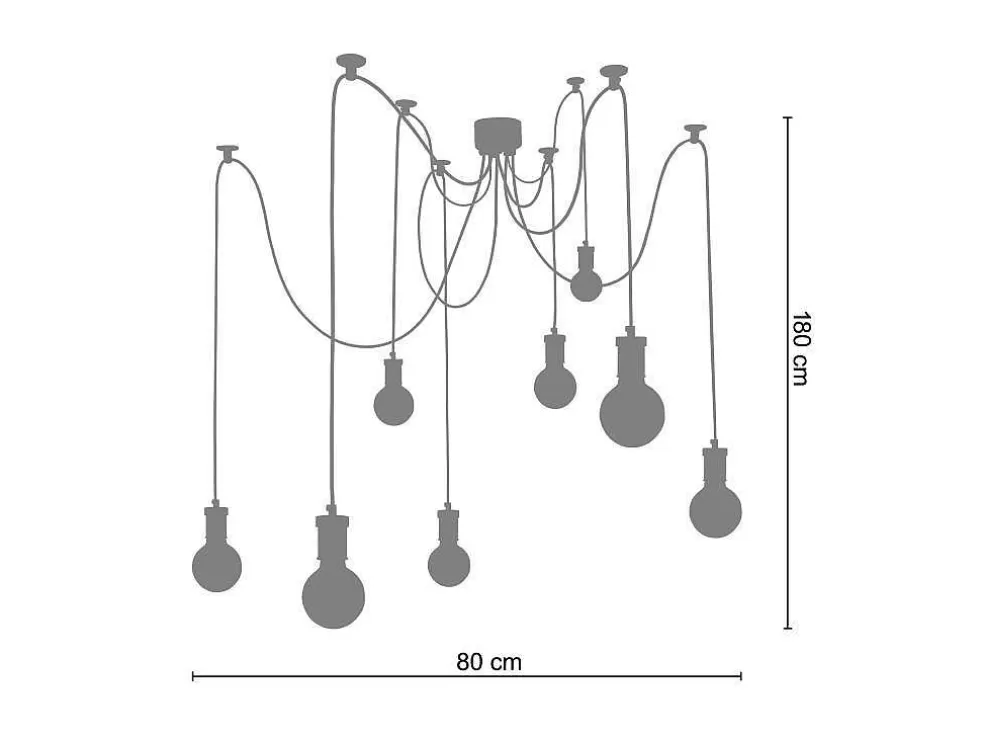 TOSEL Suspensao Krake Tecido Quadrado Cinza D17 X H80 Cm* Lustre
