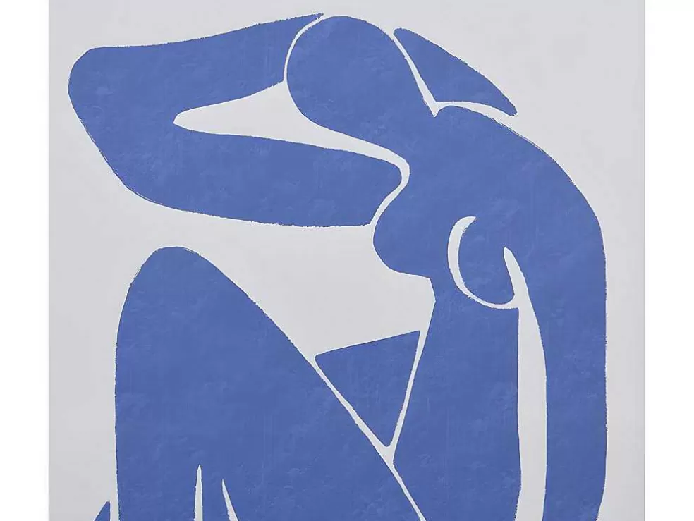 OZAIA Tela Impressa Emoldurada Mulher De 60 X 80 Cm Com Moldura Em Madeira Cor Azul E Bege - Lolia* Quadro