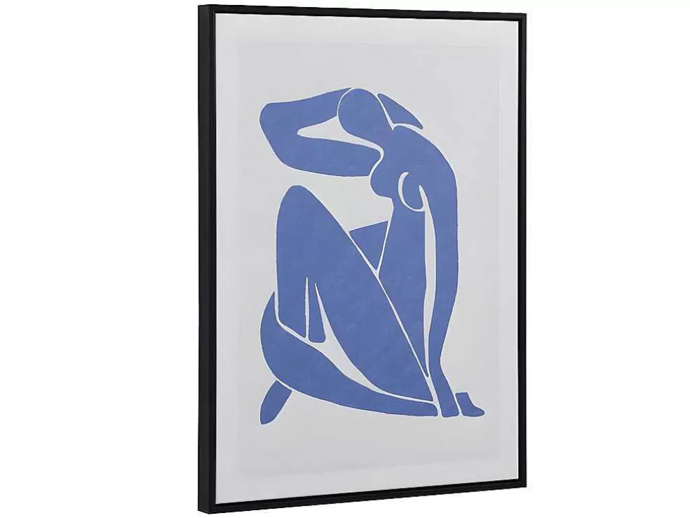OZAIA Tela Impressa Emoldurada Mulher De 60 X 80 Cm Com Moldura Em Madeira Cor Azul E Bege - Lolia* Quadro