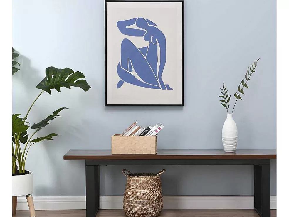 OZAIA Tela Impressa Emoldurada Mulher De 60 X 80 Cm Com Moldura Em Madeira Cor Azul E Bege - Lolia* Quadro