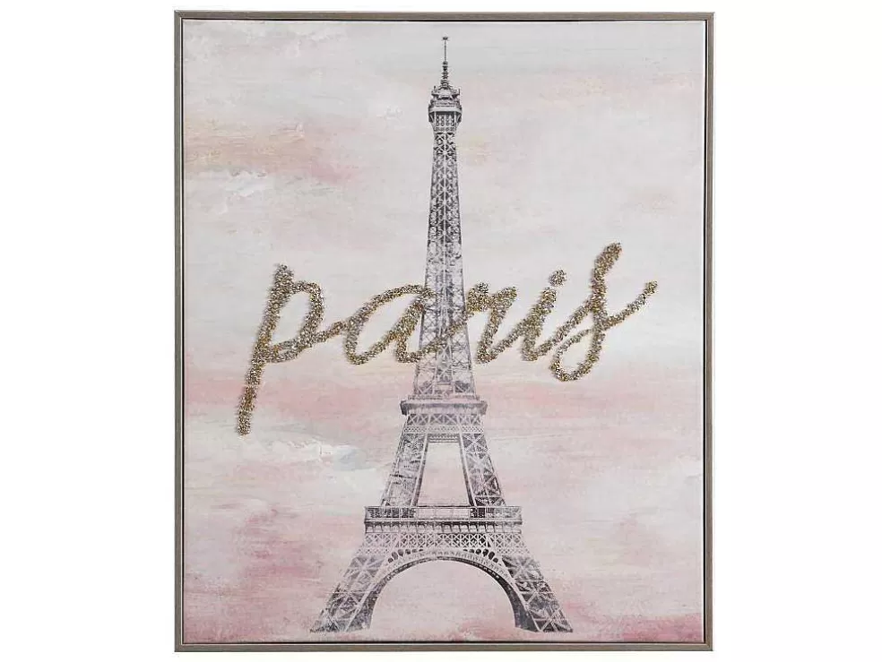 OZAIA Tela Impressa Paris Com Efeito Joias De L. 54 X A. 64 Cm Com Moldura Em Pinho - Lutece* Quadro