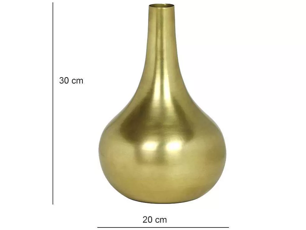 OZAIA Vaso Em Metal Dourado A.30 Cm Acabamento Latao Antigo - Gizeh* Objeto De Decoração Interior