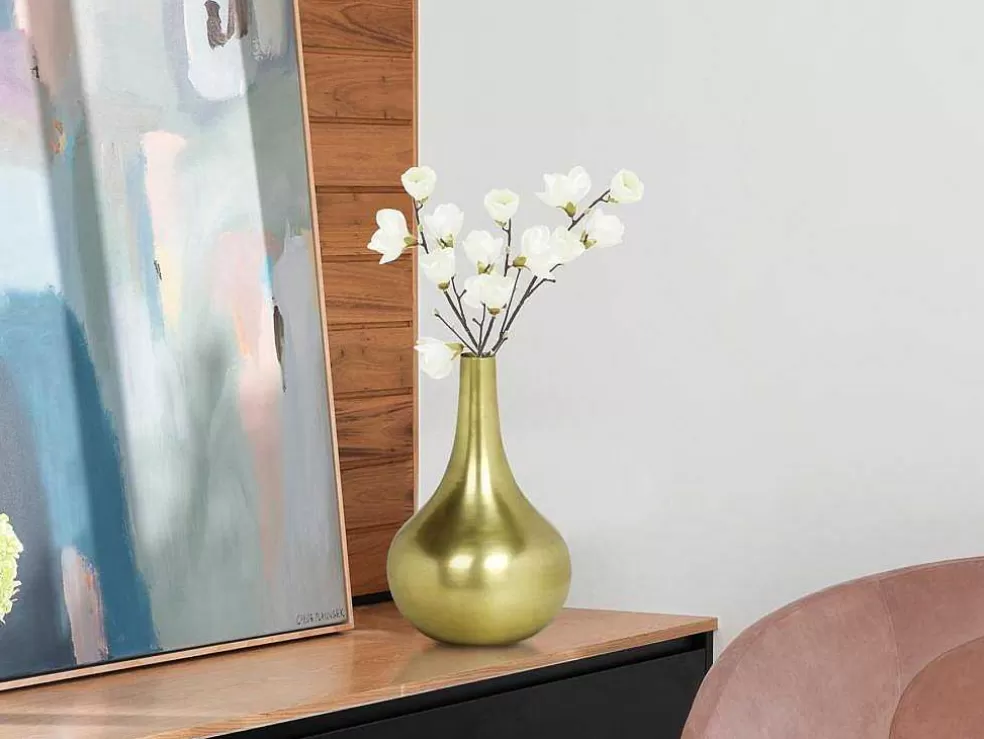 OZAIA Vaso Em Metal Dourado A.30 Cm Acabamento Latao Antigo - Gizeh* Objeto De Decoração Interior