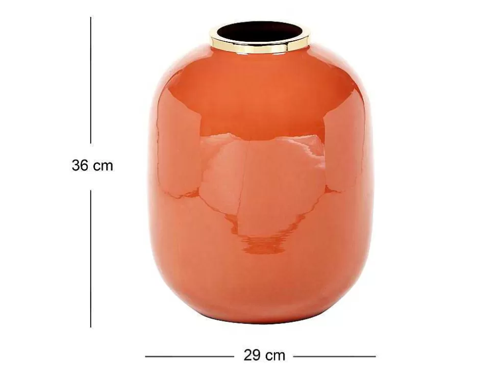 OZAIA Vaso Em Metal Esmaltado D.29 X A.36 Cm Acabamento Latao Terracota - Klaudia* Objeto De Decoração Interior